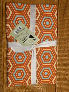 Orange Blue White Geometric Hexagon 100% Cotton Fabric Top Drawer 1 Yard NEW
